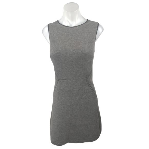 Andrew Marc Gray Sleeveless Scuba Slim Fit Zipper Mini Shift Tank Dress Size 8 - Picture 1 of 5
